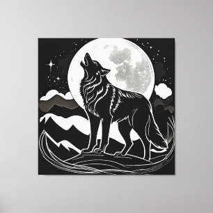 Toile Silhouette Wolf de nuit