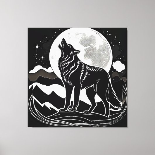Toile Silhouette Wolf de nuit (Recto)