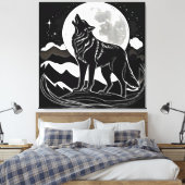 Toile Silhouette Wolf de nuit (Insitu(Chambre))