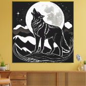 Toile Silhouette Wolf de nuit (Insitu(Salon))