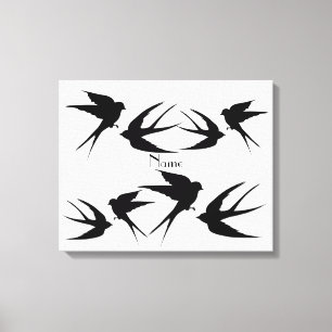 Toile Silhouettes d'oiseaux hirondelles Thunder_Cove