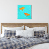 Toile Silhouettes orange de poisson rouge en eau turquoi (Insitu(Chambre))