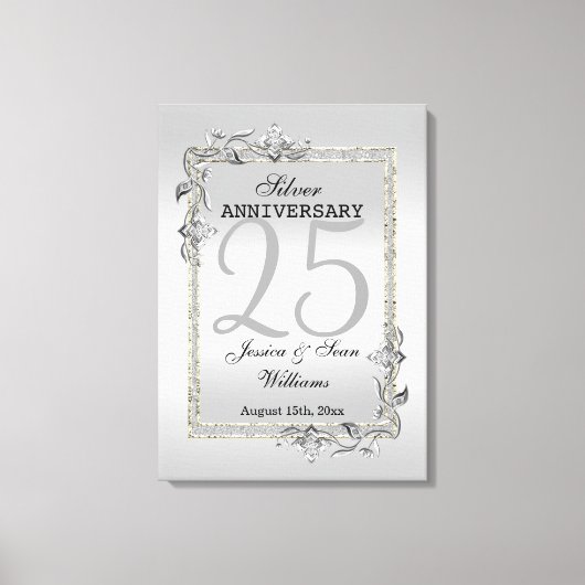 Toile Silver Gem & Glitter 25th Wedding Anniversary (Recto)