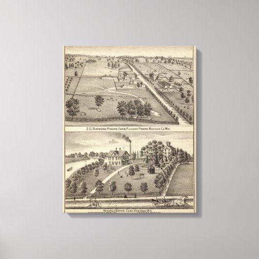 Toile Simmon's Prairie Farm, Kenosha Water Cure (Recto)