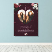 Toile Simple Bourgogne Custom Heart forme couples photos (Insitu (Plancher de Bois))