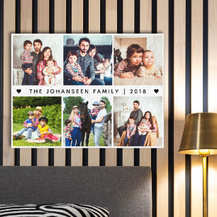 Toile Simple Collage de Photos de Famille avec Typograph