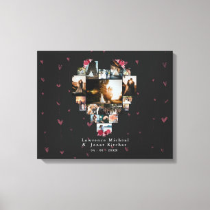 Toile Simple Custom 18 Coeur photo en forme pour lui