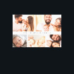 Toile Simple Modern Family Photo collage personnalisé<br><div class="desc">Créez un écran chaleureux de souvenirs de famille avec cette toile simple et moderne de collection de photos de famille personnalisée enveloppée. Doté d'un design élégant et moderne qui met en valeur vos photos de famille préférées, cette toile enveloppée apporte une touche personnelle à chaque chambre. La mise en page...</div>