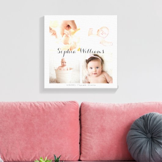 Toile Simple, moderne Custom 4 Photo Baby Nursery Collag (Insitu(Salon))