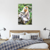 Toile Singe à nez retroussé doré avec bébé (Insitu(Chambre))