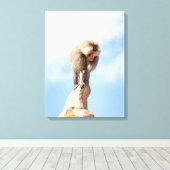 Toile Singe babouin au sommet d'une montagne (Insitu (Plancher de Bois))