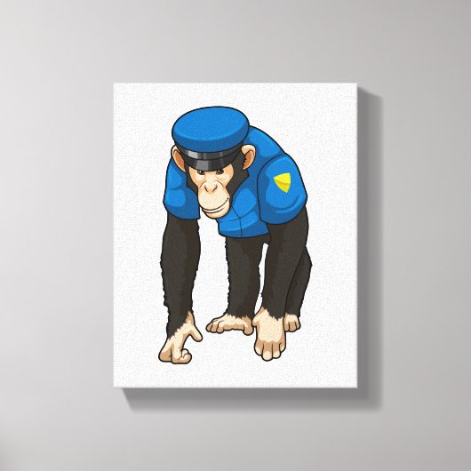 Toile Singe comme policier avec Uniforme (Recto)