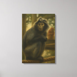 Toile Singe contemplatif - Serene Wildlife Art