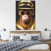 Toile Singe coolé avec chaîne d'or et lunettes de soleil (Insitu(Chambre))