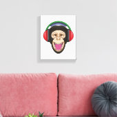Toile Singe dans la musique avec casque (Insitu(Salon))