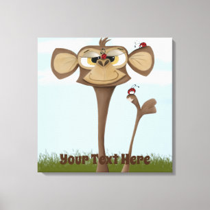 Toile Singe ridicule et coccinelles