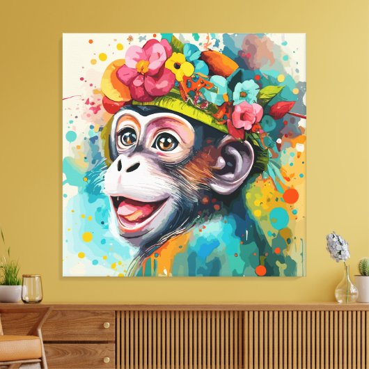 Toile Singe souriant (Insitu(Salon))