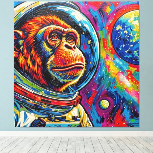 TOILE SINGES DANS L'ESPACE-4 (Insitu (Plancher de Bois))