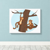 Toile Singes escalade l'arbre dessin animé (Insitu (Plancher de Bois))