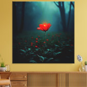 Toile Single Glowing Red Flower Art (Insitu(Salon))