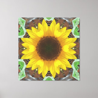 Toile Single Sunflower with Mint Leaves
