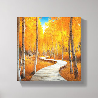 Toile Sinuant à travers la forêt dorée