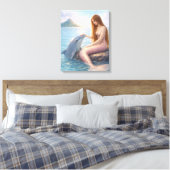 Toile Sirène à queue rose et dauphin (Insitu(Chambre))