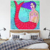 Toile Sirène avec cheveux violets Peinture numérique Abs (Insitu(Chambre))