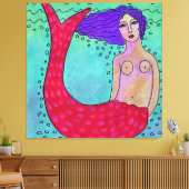 Toile Sirène avec cheveux violets Peinture numérique Abs (Insitu(Salon))