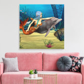 Toile Sirène avec dauphin (Insitu(Salon))