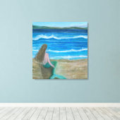 Toile Sirène contemplant les vagues (Insitu (Plancher de Bois))