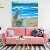 Toile Sirène contemplant les vagues (Insitu(Salon))