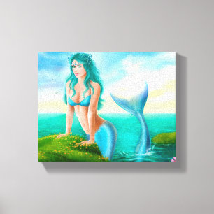 Toile " Sirène en mer"