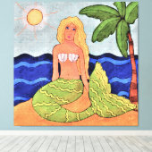 Toile Sirène et palmier Peinture numérique Abstraite (Insitu (Plancher de Bois))