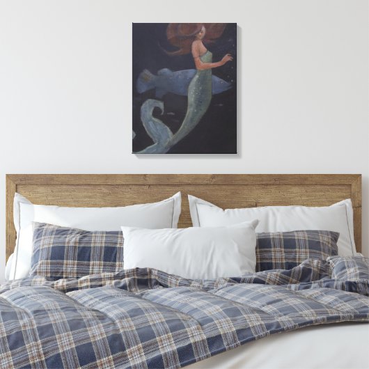 Toile Sirène et poisson bleu (Insitu(Chambre))