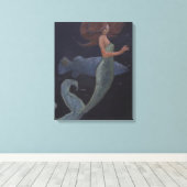 Toile Sirène et poisson bleu (Insitu (Plancher de Bois))