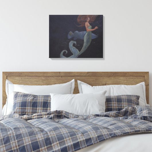 Toile Sirène et poisson bleu (Insitu(Chambre))