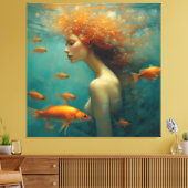 Toile Sirène et poisson d'or (Insitu(Salon))