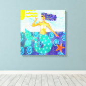 Toile Sirène et Starfish Art Abstrait (Insitu (Plancher de Bois))