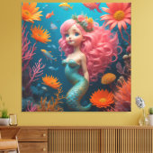 Toile Sirène mignonne rose (Insitu(Salon))