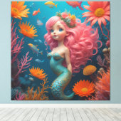 Toile Sirène mignonne rose (Insitu (Plancher de Bois))