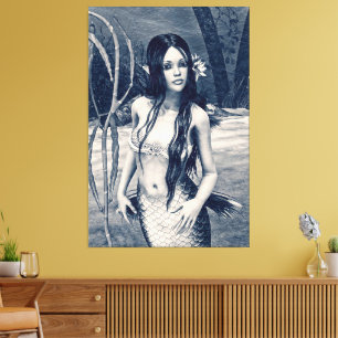 Toile Sirène Vintage Photo Ancienne Fantaisie Artistique