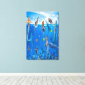 Toile Sirènes avec dauphins (Insitu (Plancher de Bois))