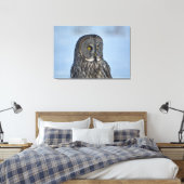 Toile Sitting Great Grey Owl Photo de la faune Portrait  (Insitu(Chambre))