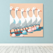 Toile Six Oies A-Laying Découpe Style Crayon 3 (Insitu (Plancher de Bois))