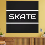 Toile SKATE Sporty White Text Stripes On Modern Black (Insitu(Salon))