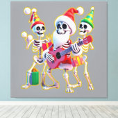 Toile **Skeleton 3D Christm Santa Party – Funnyas Skelet (Insitu (Plancher de Bois))