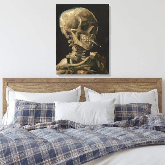 Toile Skeleton Crâne avec cigarette brûlante par Van Gog (Insitu(Chambre))