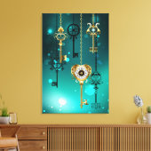 Toile Skeleton Keys on Green Background (Insitu(Salon))