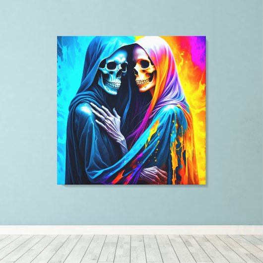 Toile Skeletons enveloppés dans un arc-en-ciel (Insitu (Plancher de Bois))